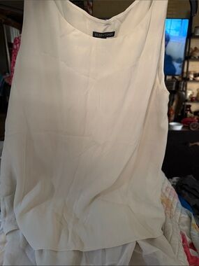 Eileen Fisher Off-White Sleeveless Layered Blouse 0022